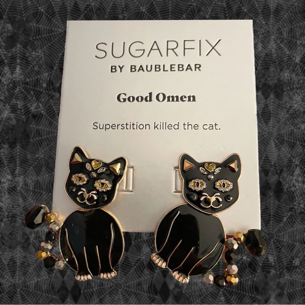 SugarFix Black Cat “Good Omen” Earrings 🐾